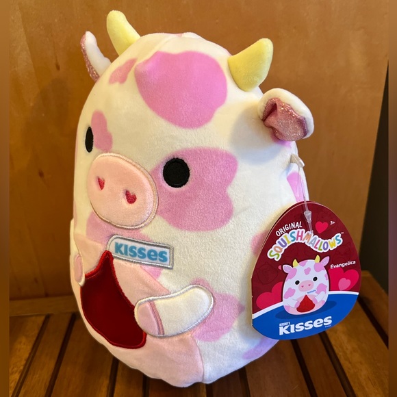 *CROSS LIST* NWT HTF 8" Evangelica Cow Valentines Day edition Squishmallow heart - Picture 4 of 4